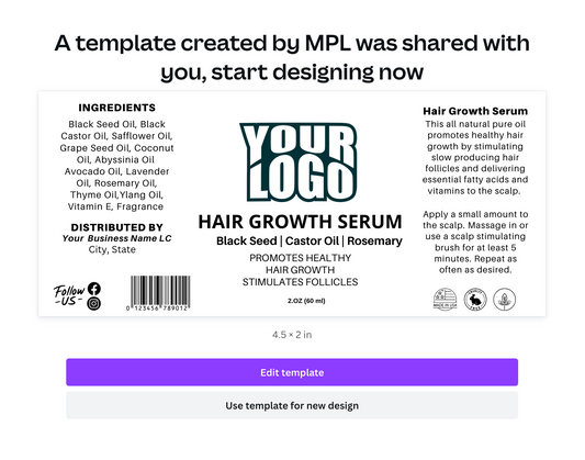 Hair Growth Oil Label Template